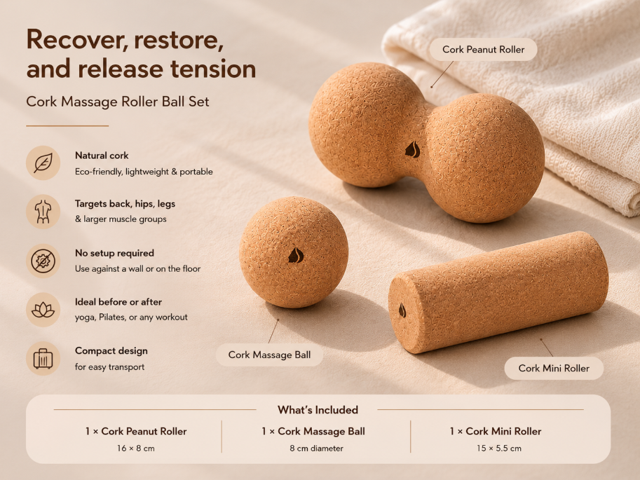 Cork Massage Roller Ball Set